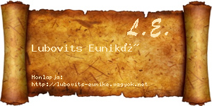 Lubovits Euniké névjegykártya